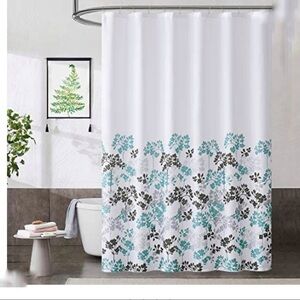NEW-MODERN Floral Pattern Fabric Shower Curtain Washable, Water Resistant 70x84